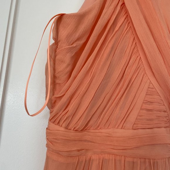 Veronica Beard Florencia Maxi-Length Dress Bright Coral Criss-cross Halter Neck - Picture 8 of 12